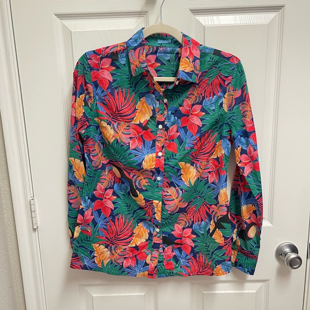 J. Mclaughlin Tropical Button Down Top - image 1